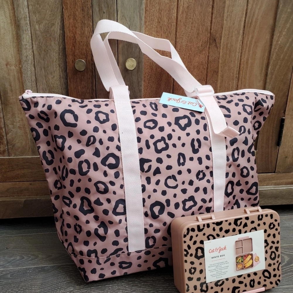 Cat & Jack Target Leopard Print Bag And Bento Box Set